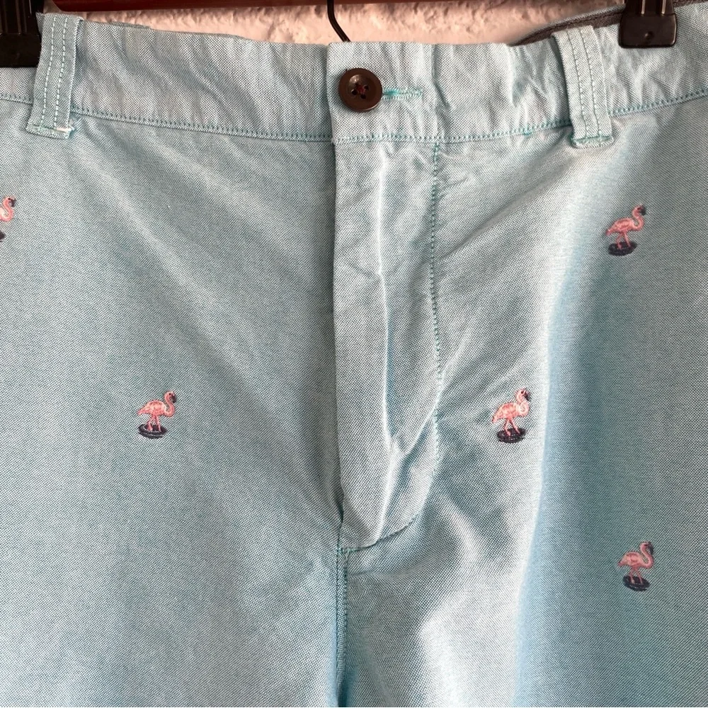 J. Crew Men’s Shorts Chino Flamingo Light Blue Turquoise Embroidered 40 Preppy